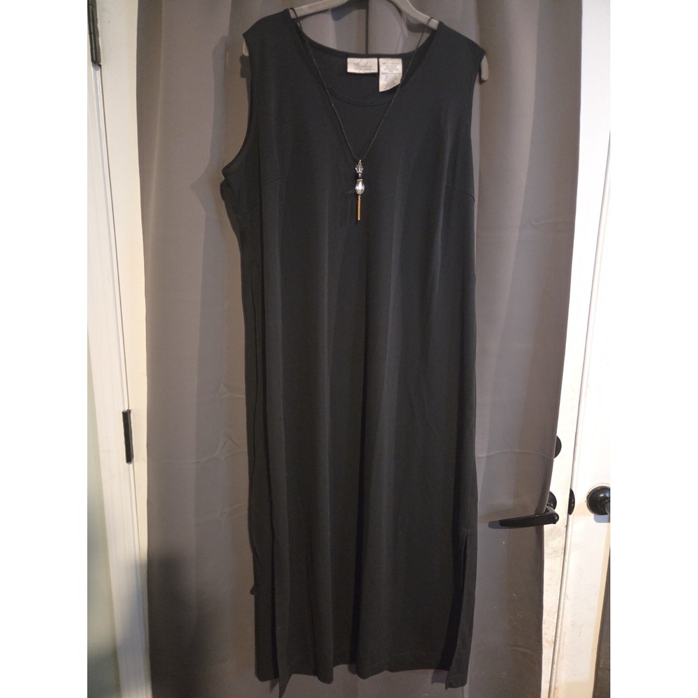 Kathy Lee Collection Sleeveless Black  Formal Dress Women's XL With Necklace